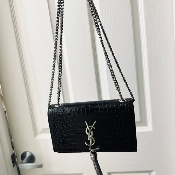SOLD - Saint Laurent Embossed Tassel Kate Monogram Bag - Picture 2 of 5
